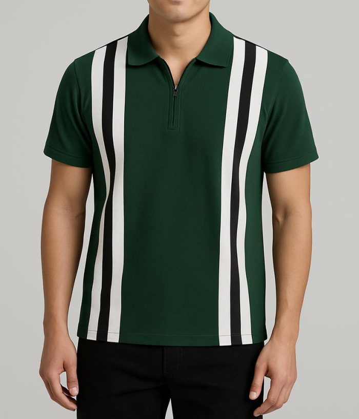 Premium Classic Pique Bottle Green Polo Shirt For Men - Image 1