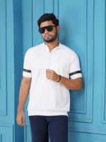 Premium Solid White Print Polo Shirt For Men - Image 3