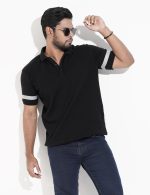 Premium Solid Black Print Polo Shirt For Men - Image 2