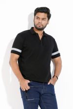 Premium Solid Black Print Polo Shirt For Men - Image 3