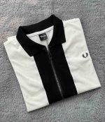 Premium Full Zipper White T-Shirt For Men - Image 2